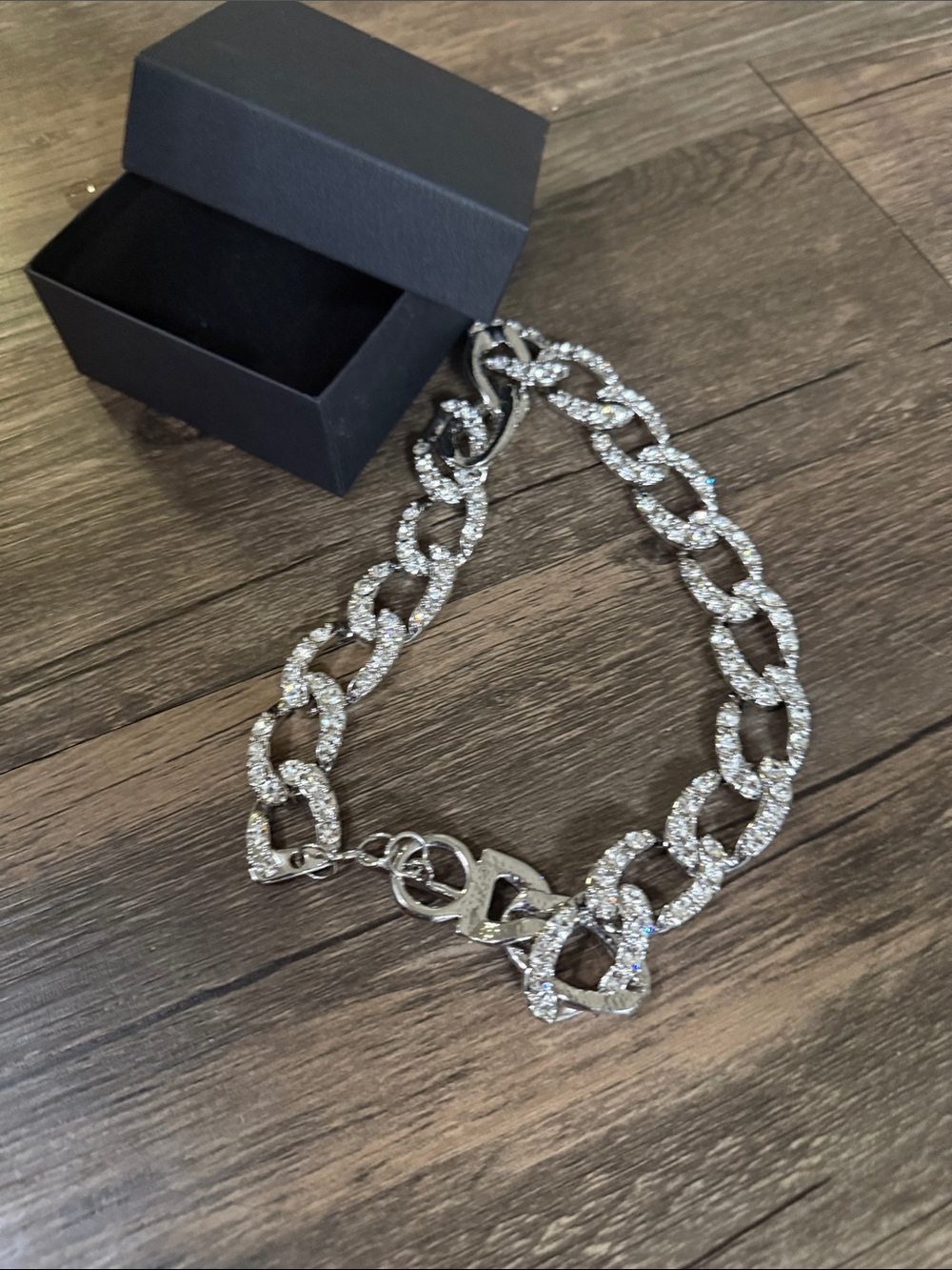 Sparkling Silver Crystal Link Necklace - Elegant Women’s Jewelry